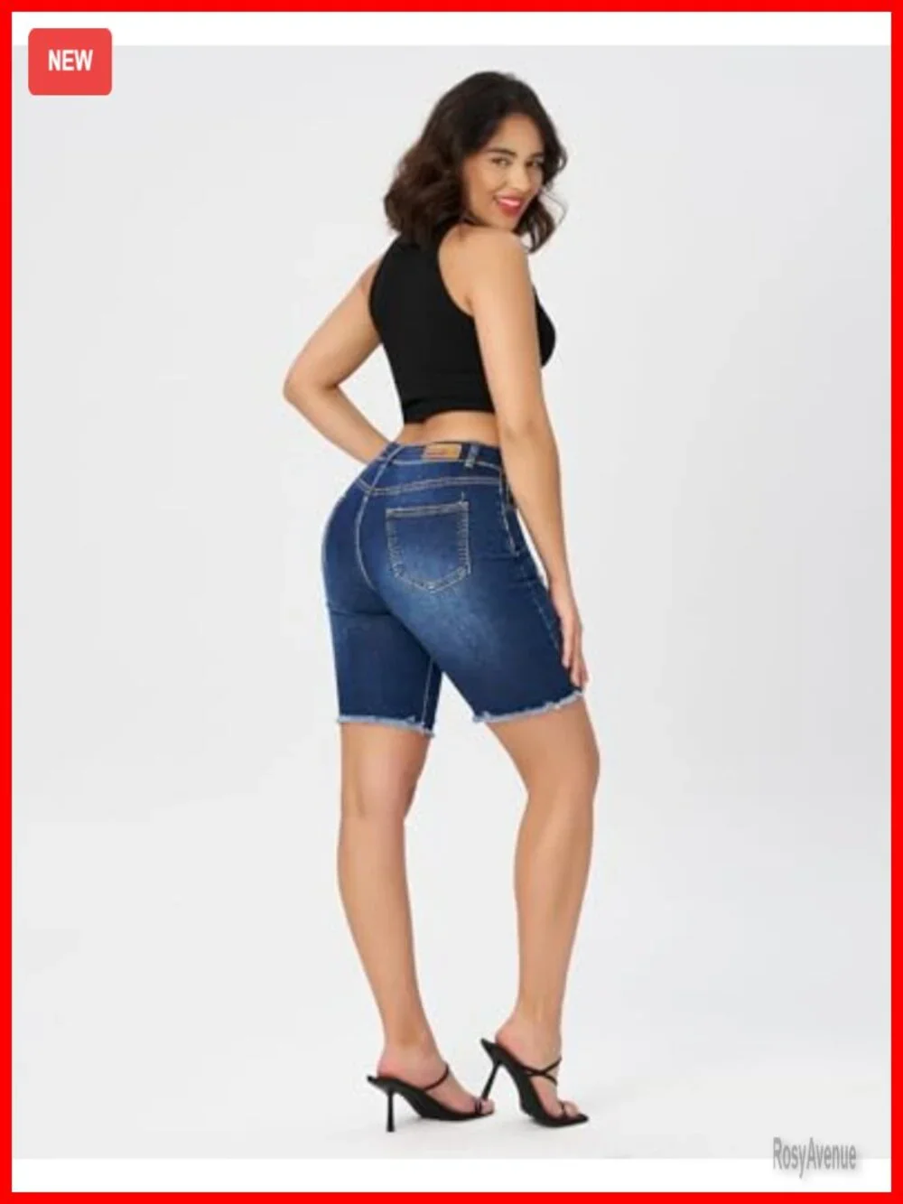 High Waisted Stretchy Denim Bermuda Shorts Ripped Casual Summer Jean Shorts
